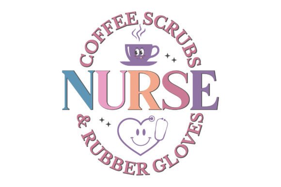 Coffee Scrubs Nurse Rubber Gloves Embroidery