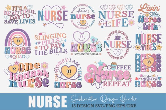 Retro Nurse Sublimation Design Bundle